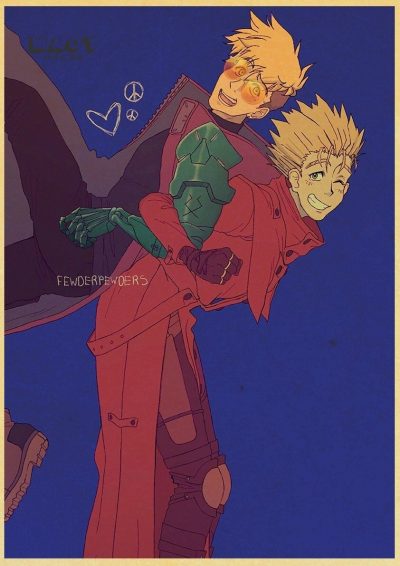 TRIGUN STAMPEDE Poster Japanese Classic Anime Kraft Paper Wall Decoration Cafe Bedroom Living Room Aesthetics Rimless 18 - Trigun Merch