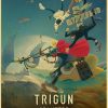 TRIGUN STAMPEDE Poster Japanese Classic Anime Kraft Paper Wall Decoration Cafe Bedroom Living Room Aesthetics Rimless 6 - Trigun Merch