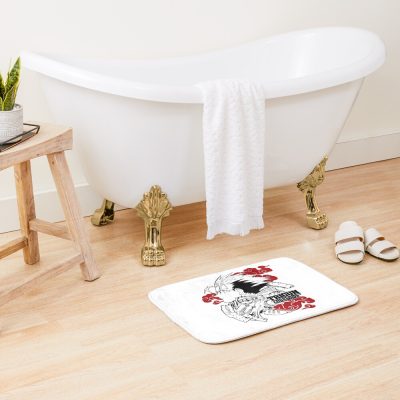 White Cloud Trigun Head Black Bath Mat Official Trigun Merch