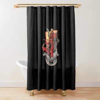 The Vash Wolf Wood Thypooon Shower Curtain Official Trigun Merch