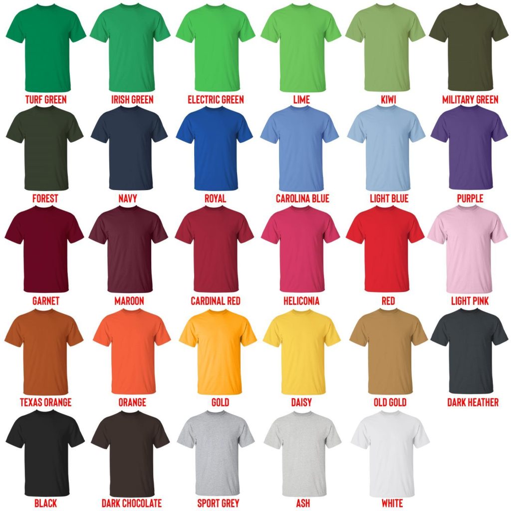 t shirt color chart - Trigun Merch